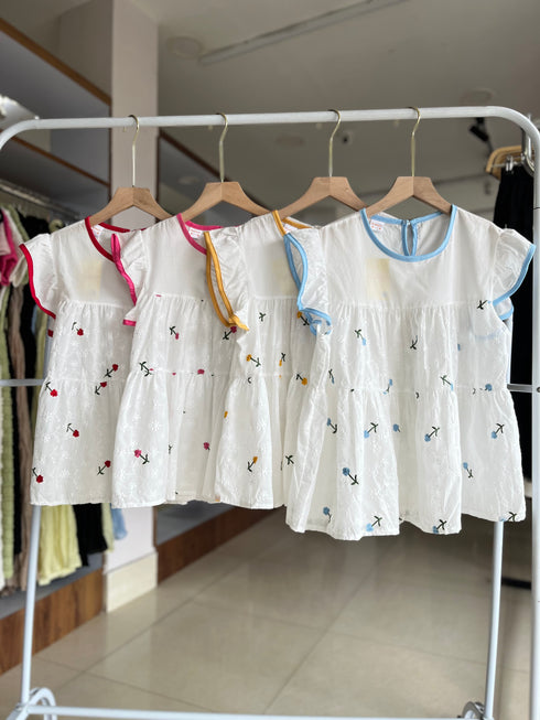 Floral Embroidered Cute Ladies Tops